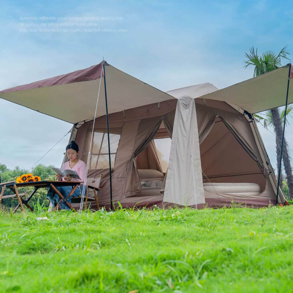 Pop Up A-Frame Tent With Sun Protection Canopy