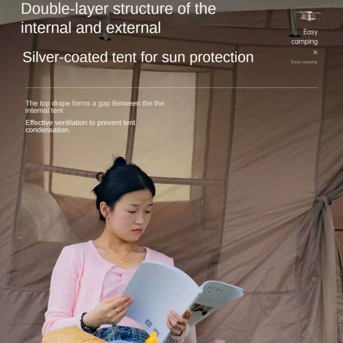 Pop Up A-Frame Tent With Sun Protection Canopy