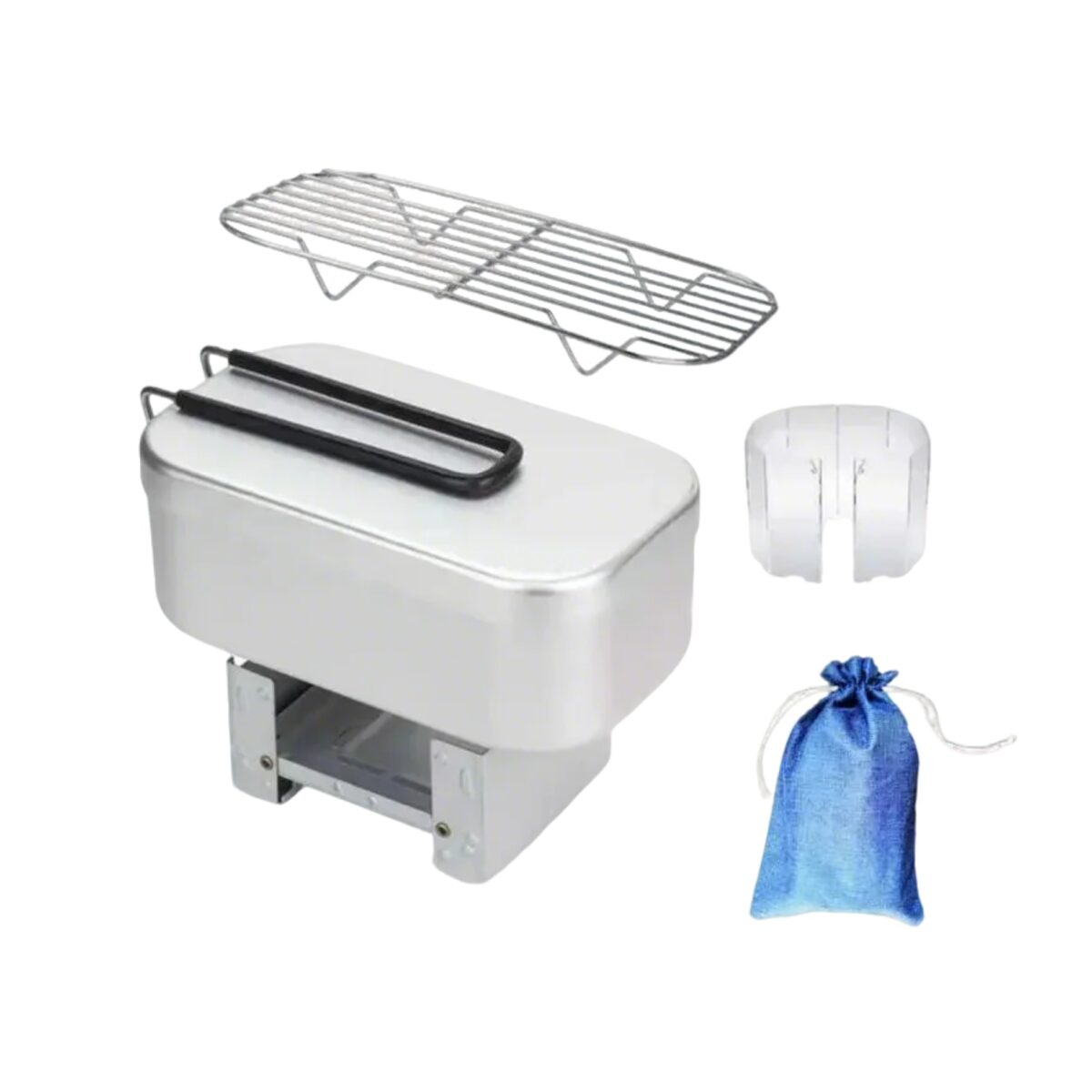 Best Insulated camping lunch box+Steam Rack+Folding stove+wind deflector