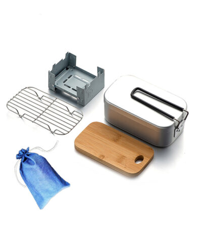 Best Insulated camping lunch box+Steam Rack+Folding stove+wind deflector